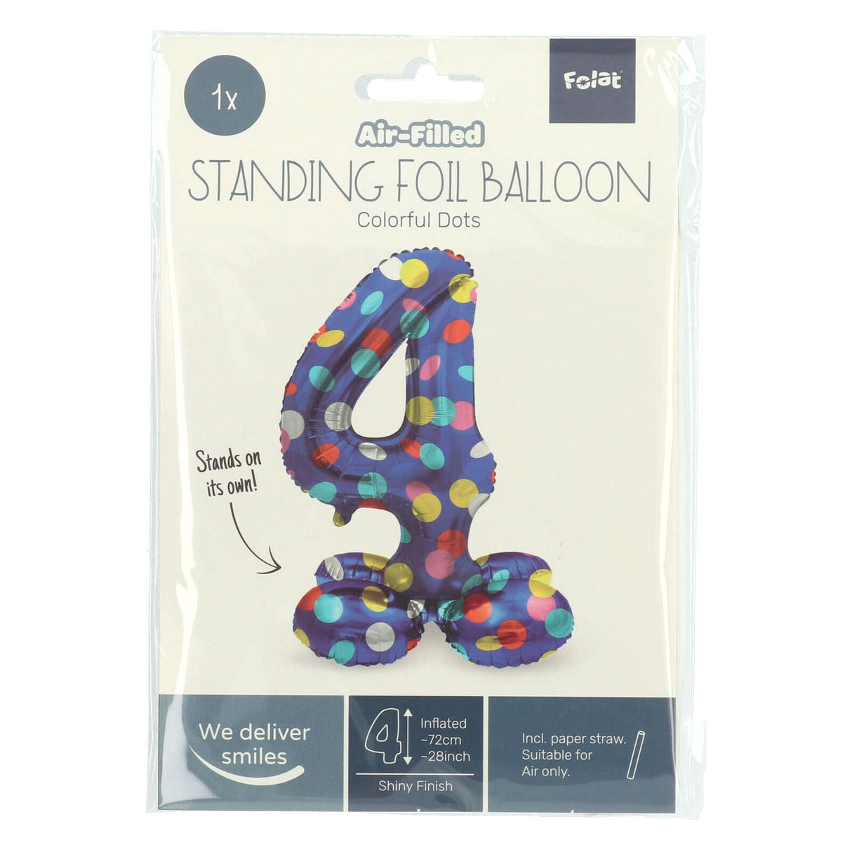 Standing foil balloon colorful dots figure 4 - 72cm