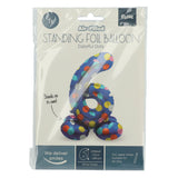 Folat bv stehender Folienballon bunte Punkte Nummer 6 – 72 cm