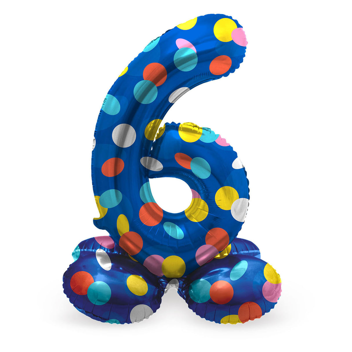 Folat bv stehender Folienballon bunte Punkte Nummer 6 – 72 cm