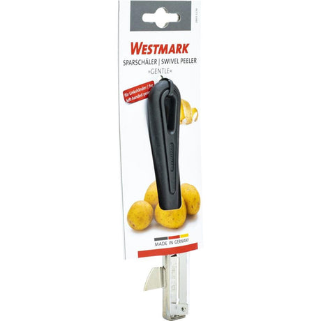 Westmark Universalschäler Pendelschäler mit Cutter, für Linkshänder, weich, Edelstahlklinge, schwarz, 28032270