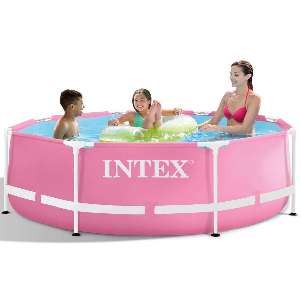 Intex Pink Metall Frame Swimmingpool 244 x 76 cm mit Filterpumpe