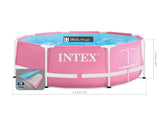 Intex Pink Metall Frame Swimmingpool 244 x 76 cm mit Filterpumpe