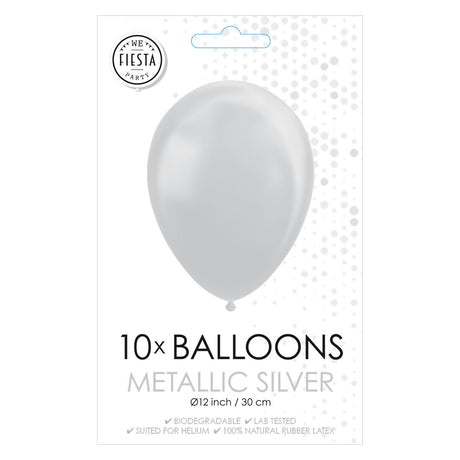 Globos Balloons Metallic Silver 30cm, 10e.