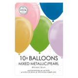 Globos-Luftballons Metallic-Perlen-Mixfarben 30 cm, 10 Stück.
