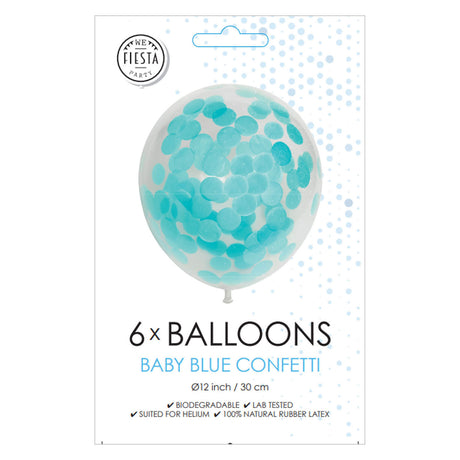 Globos Confetti Balloons Paper Confetti Baby Blue 30cm, 6st.