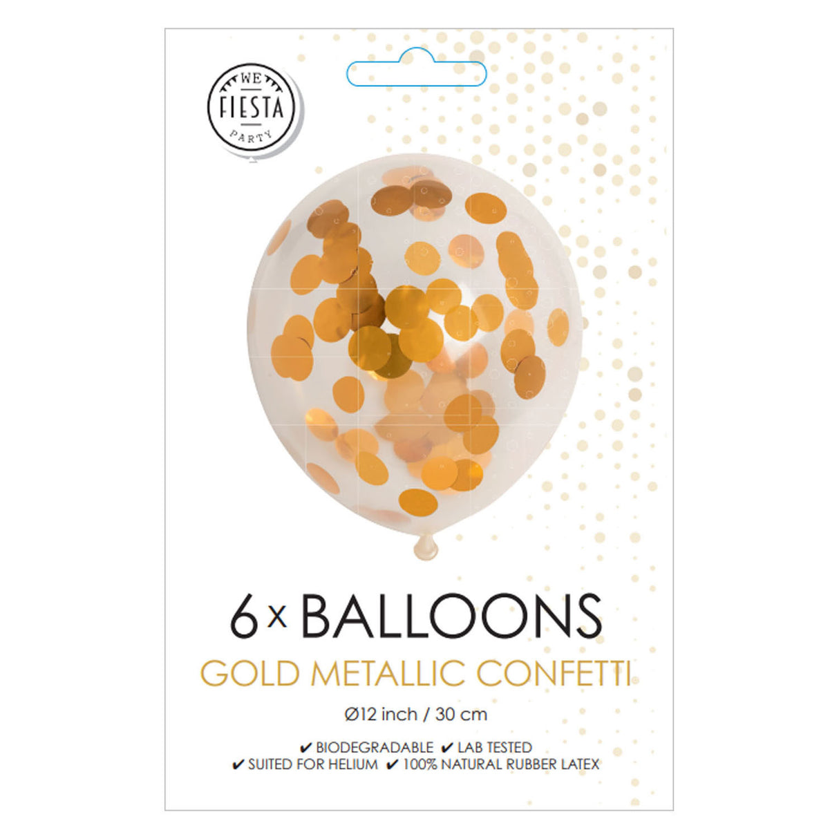 Confetti Balloons Paper Confetti Metallic Gold 30 cm, 6e.