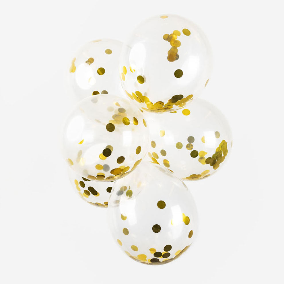 Confetti Balloons Paper Confetti Metallic Gold 30 cm, 6e.