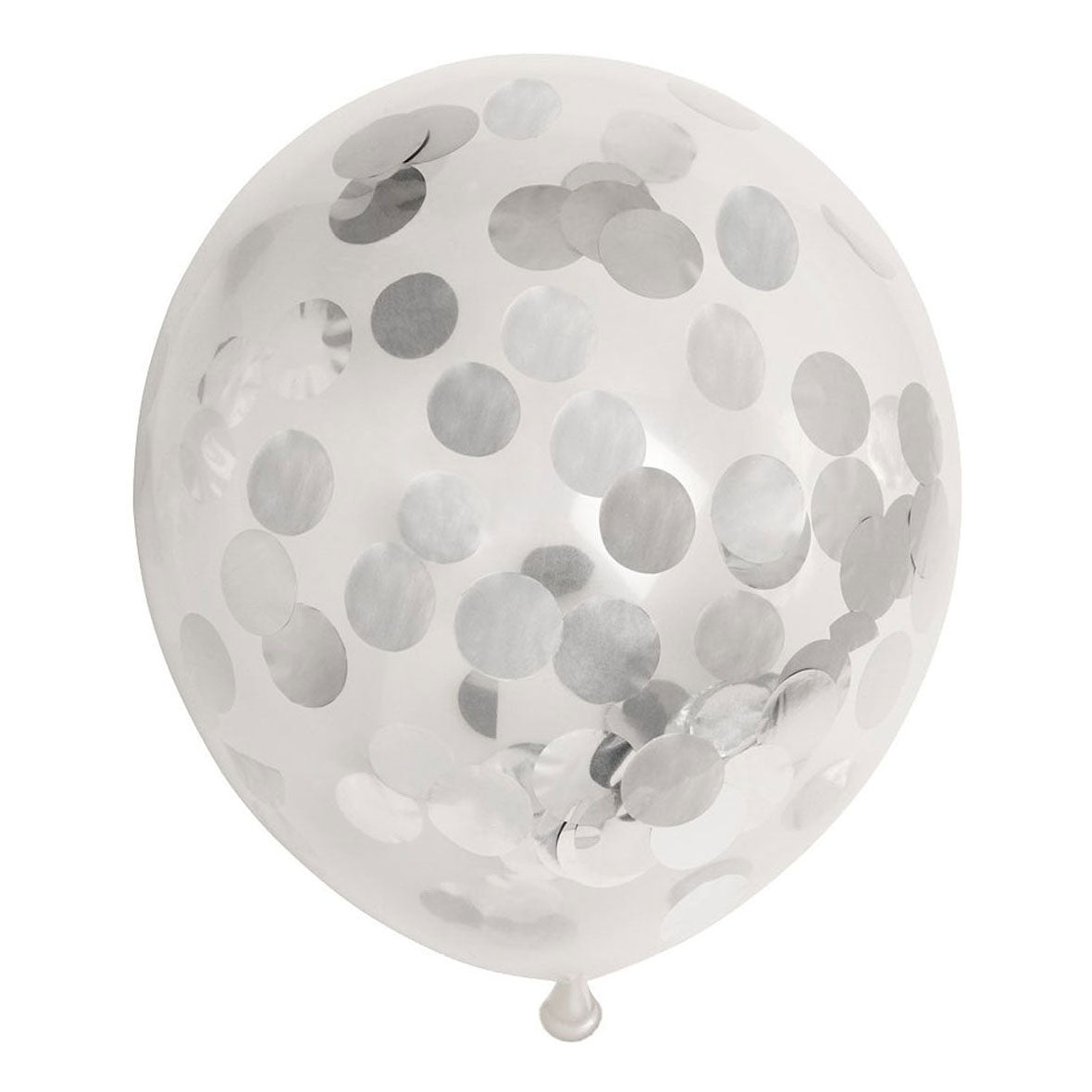 Globos Konfetti Luftballons Papierkonfetti Metallic Silber 30cm, 6 Stk.