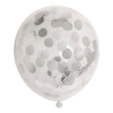 Globos Konfetti Luftballons Papierkonfetti Metallic Silber 30cm, 6 Stk.
