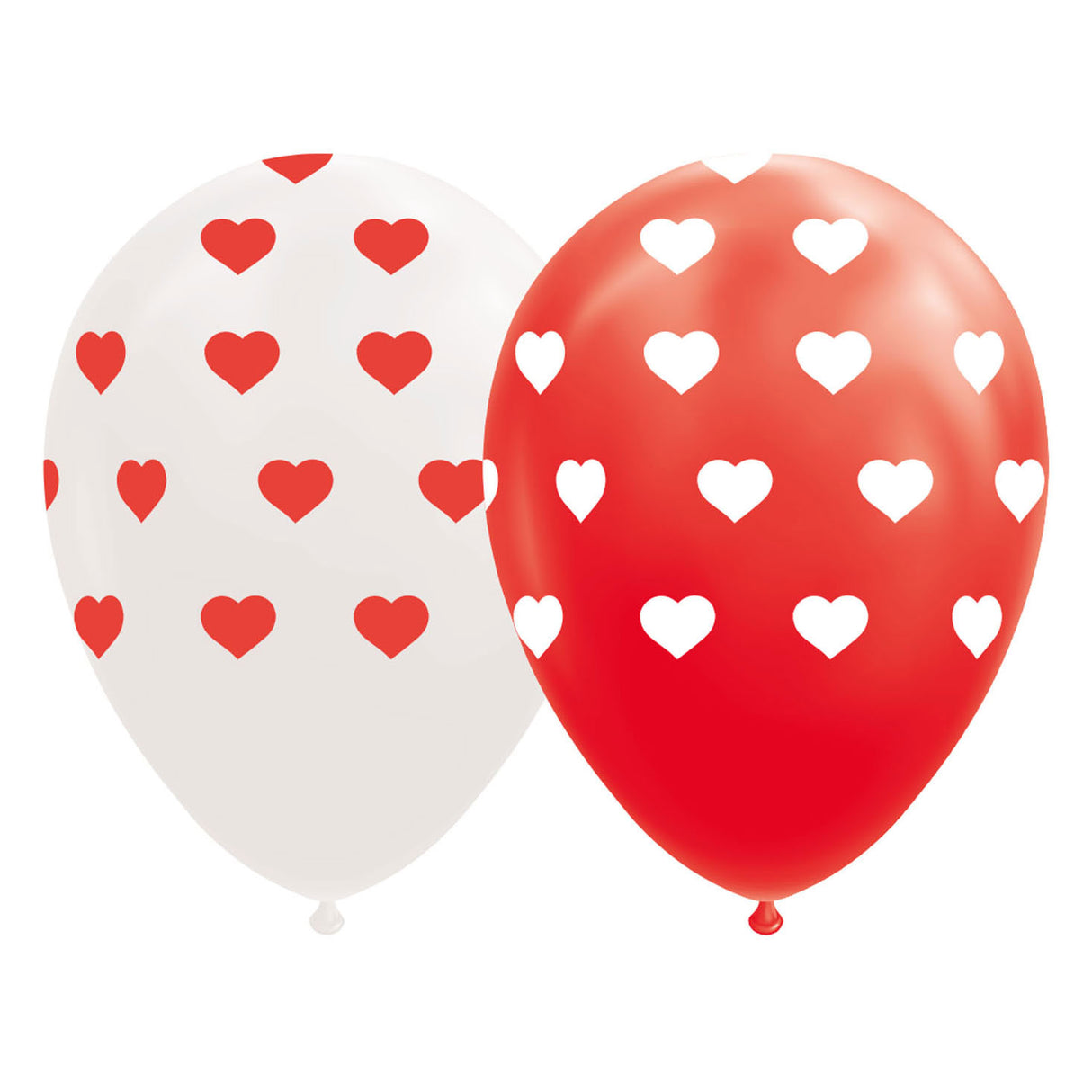 Globos Balloons Hearts Red White 30 cm, 8 ..