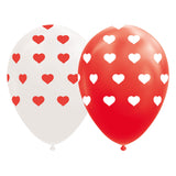 Globos Luftballons Herzen rot weiß 30cm, 8 Stk.