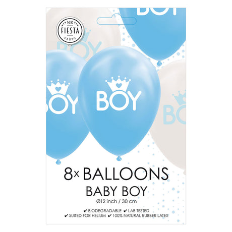 Globos Balloons Sohn Baby Blue White 30 cm, 8st.