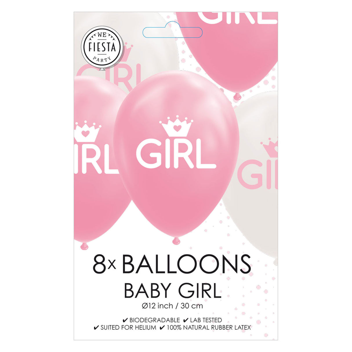 Globos Balloons Fille Baby Pink White 30cm, 8e.