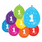 Globos-Luftballons 2-seitig bedruckt Zahl 1, 8 Stk.