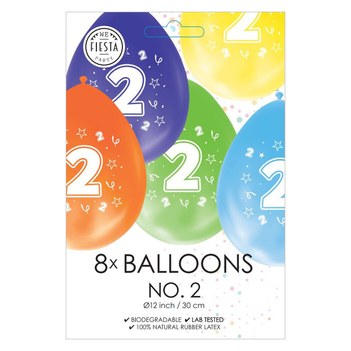 Globos-Luftballons 2-seitig bedruckt Zahl 2, 8 Stk.
