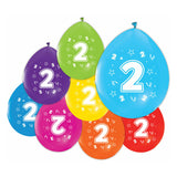 Globos-Luftballons 2-seitig bedruckt Zahl 2, 8 Stk.