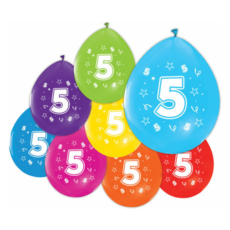 Globos-Luftballons 2-seitig bedruckt Zahl 5, 8 Stk.