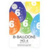 Globos-Ballons 2-seitig bedruckt Zahl 6, 8 Stk.