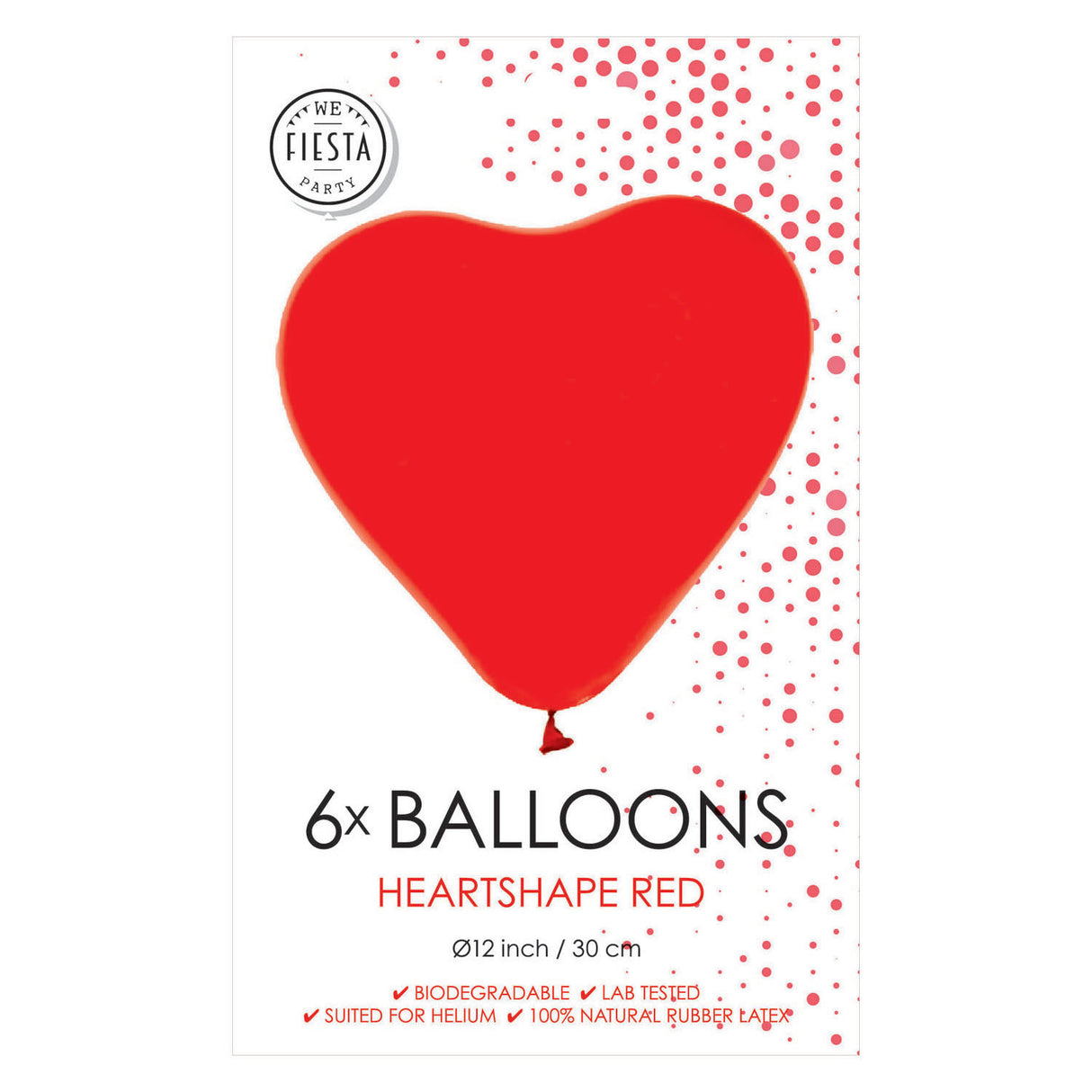 Luftballons Herzballons rot 30 cm, 6st.