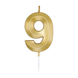 Globos taartkaars 6cm metallic goud no. 9