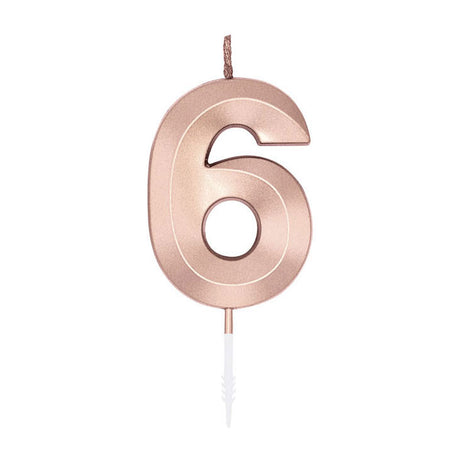Globos Tortenkerze 6cm metallic roségold Nr. 6