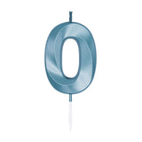 Globos taartkaars 6cm metallic licht blauw no. 0