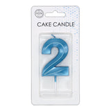 Globos taartkaars 6cm metallic licht blauw no. 2