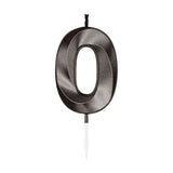 Globos taartkaars 6cm metallic zwart no. 0