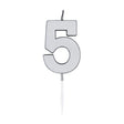 Globos Tortenkerze 4,5cm metallic silber Nr. 5
