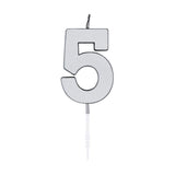 Globos Tortenkerze 4,5cm metallic silber Nr. 5