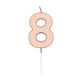 Globos taartkaars 4,5cm metallic rose goud no. 8