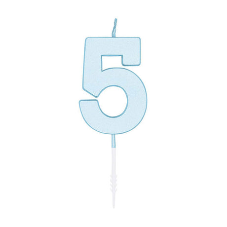 Globos Tortenkerze 4,5cm Pastellblau Nr. 5