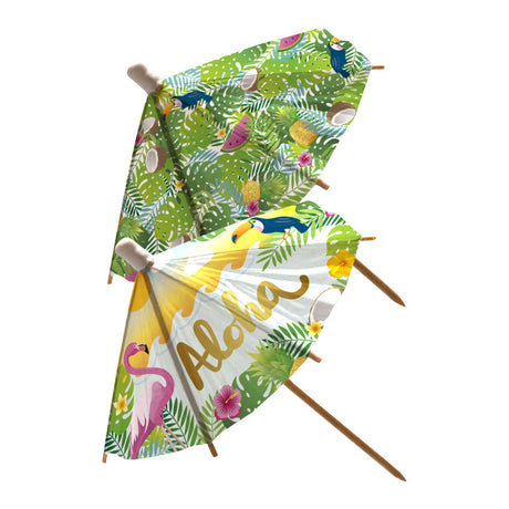 Globos Sonnenschirm-Cocktailspieße aus Papier XL Aloha - 18cm