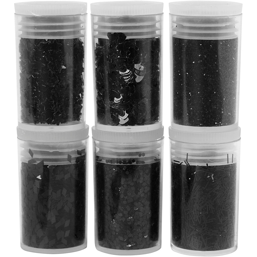 Creativ Company Glitzer und Pailletten, schwarz, 6x5 gr 1 Box