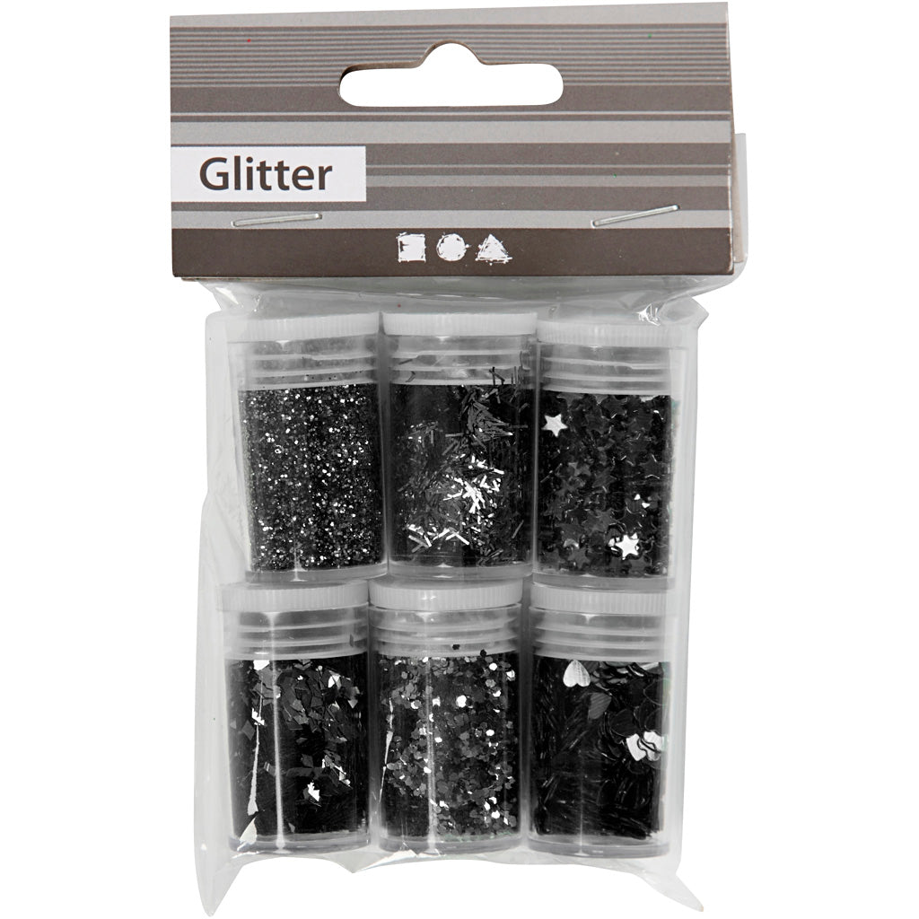 Creativ Company Glitzer und Pailletten, schwarz, 6x5 gr 1 Box