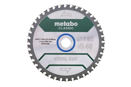 Metabo Zubehör Kreissägeblatt | Stahlschliff klassisch | 165x20mm | z40 fzfa fzfa 4° b - 628651000