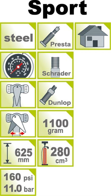 Icetoolz (Buzaglo) Icetoolz 240A451 Hochdruckpumpe Fußpumpe Stahl mit Messgerät 160psi gelb