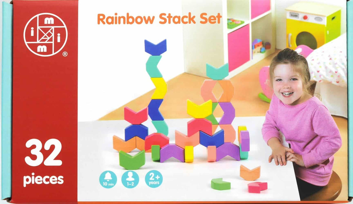 Träblock Stacking Game Rainbow, 32dlg.