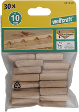 Wolfcraft gerillte Holzdübel | buche | ø10 x 40 mm | 30 Stück - 2910000