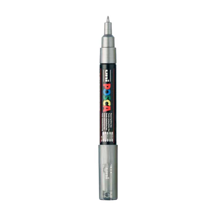 Uni-Posca Posca-Marker, Größe PC-1m, Strichstärke 0,7 mm, extrafein, Silber, 1 Stück