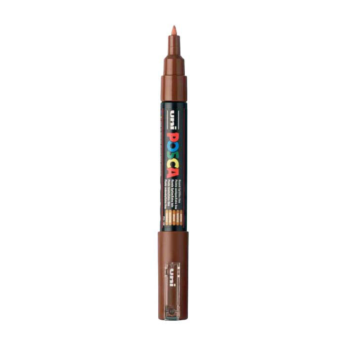 Uni-Posca Posca-Marker, Größe PC-1m, Strichstärke 0,7 mm, extrafein, braun, 1 Stück