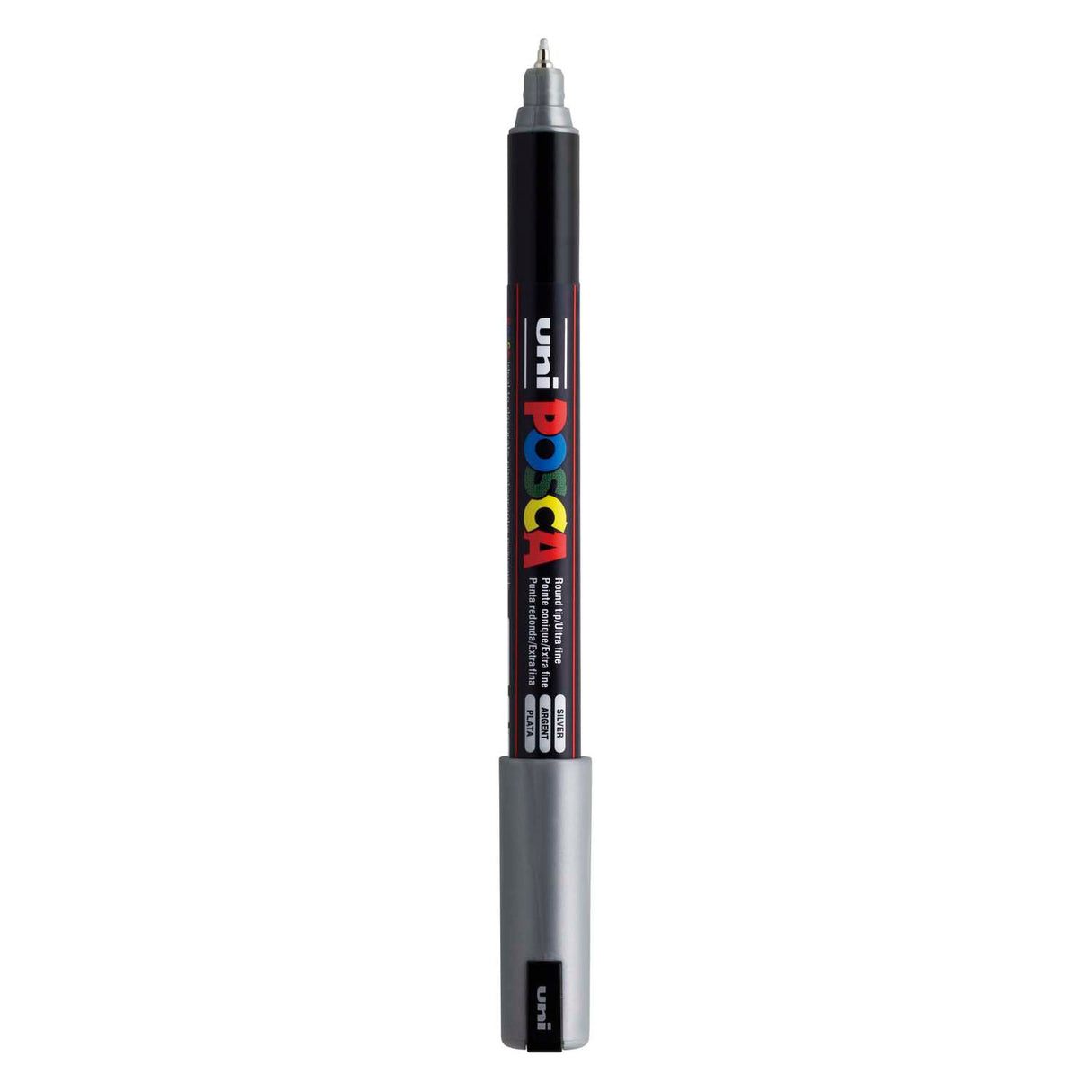 Uni-Posca Posca-Marker, Größe PC-1MR, Strichstärke 0,7 mm, extrafein, Silber, 1 Stück