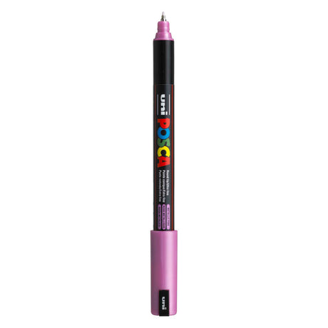 Uni-Posca Posca-Marker, Größe PC-1MR, Strichstärke 0,7 mm, extrafein, Metallic-Rosa, 1 Stück