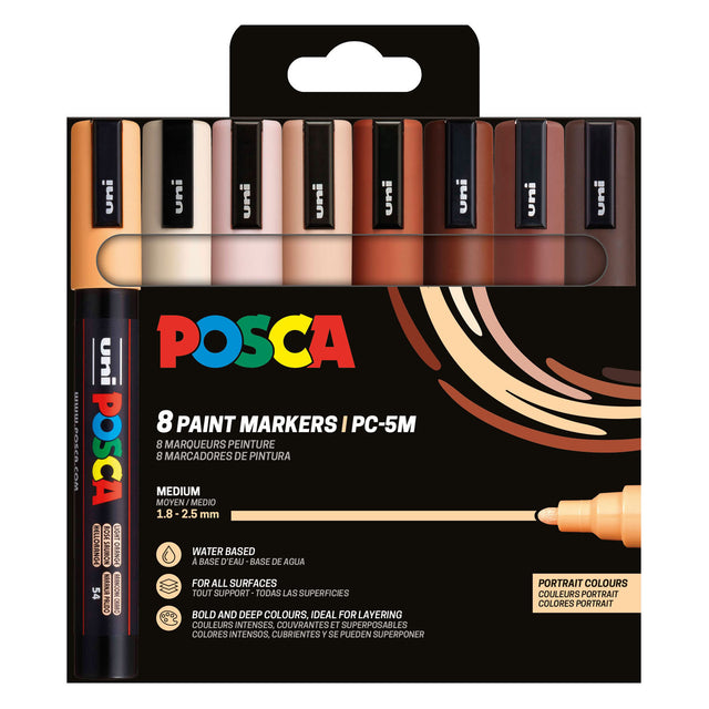 Uni Posca PC5M Marker-Set Hochformatfarben – 8-tlg.