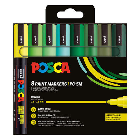 Uni Posca PC5M Marker-Set Grüntöne - 8 Stk.
