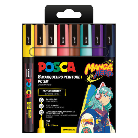Uni Posca Marker PC3M Set Manga Hero - 8 Stk.