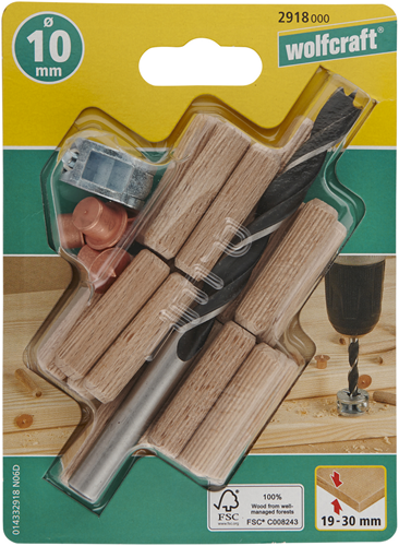 Wolfcraft Dübelset | ø10mm | 25-teilig | 1 Satz - 2918000
