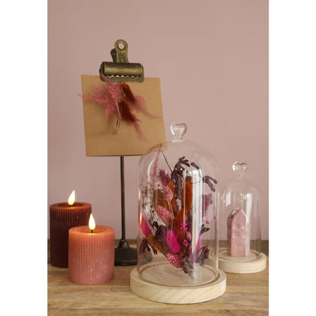 Ideas 4 seasons stolp hart met houten basis ø10xh18cm