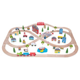 Bigjigs Wooden Train Set City and Land, 101dlg.