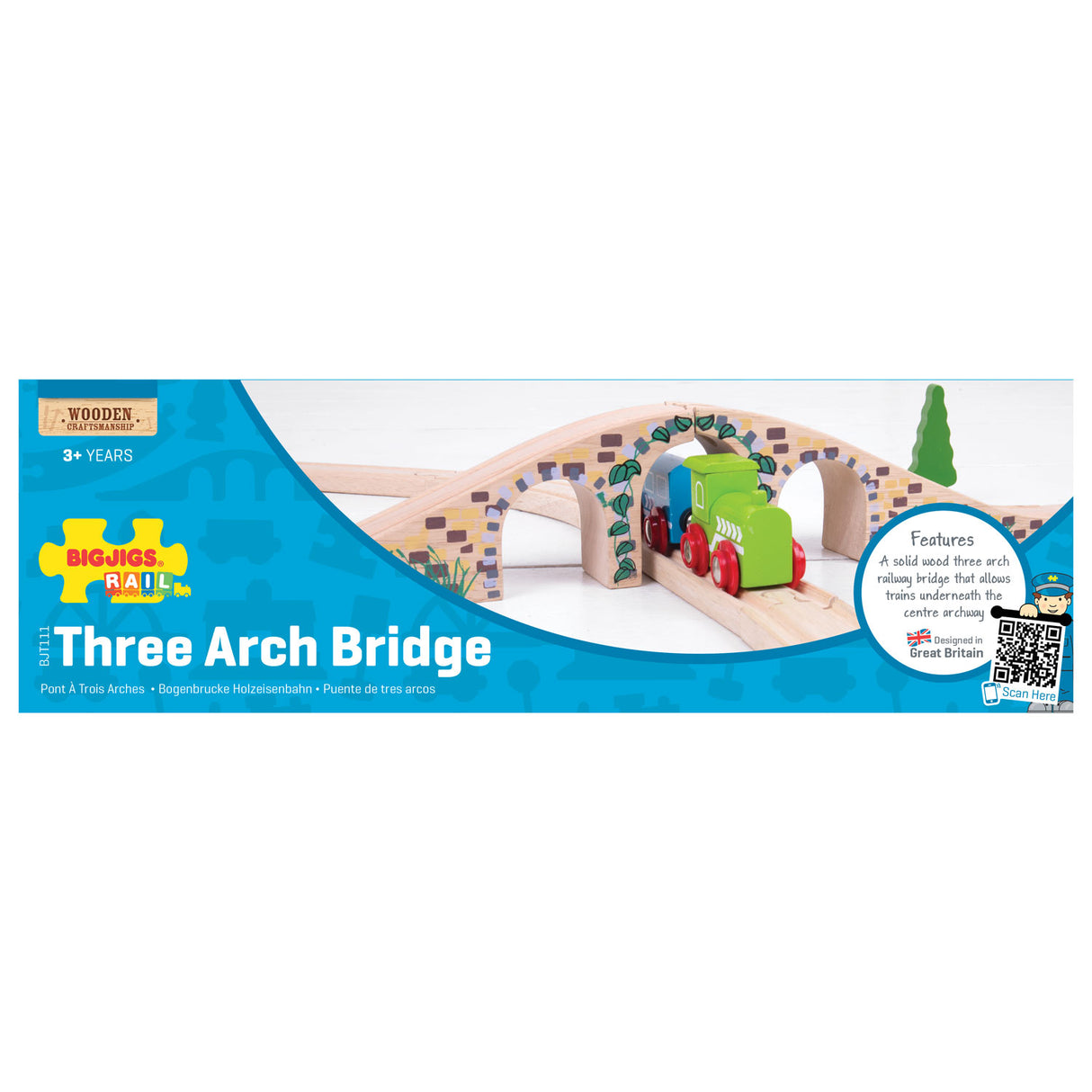 Bigjigs Holzschienen - Brücke mit 3 Bögen
